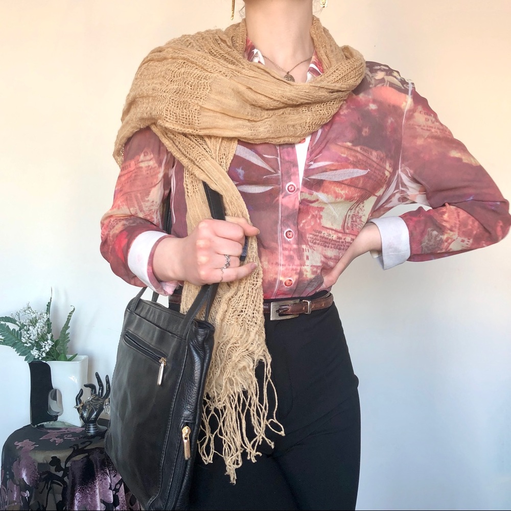 4/$10 | knit tan scarf with fringe